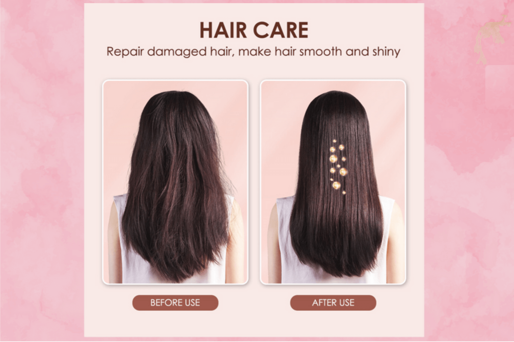 Before and after using the MiniLuxe Styler on wavy hair to achieve straight, smooth results.